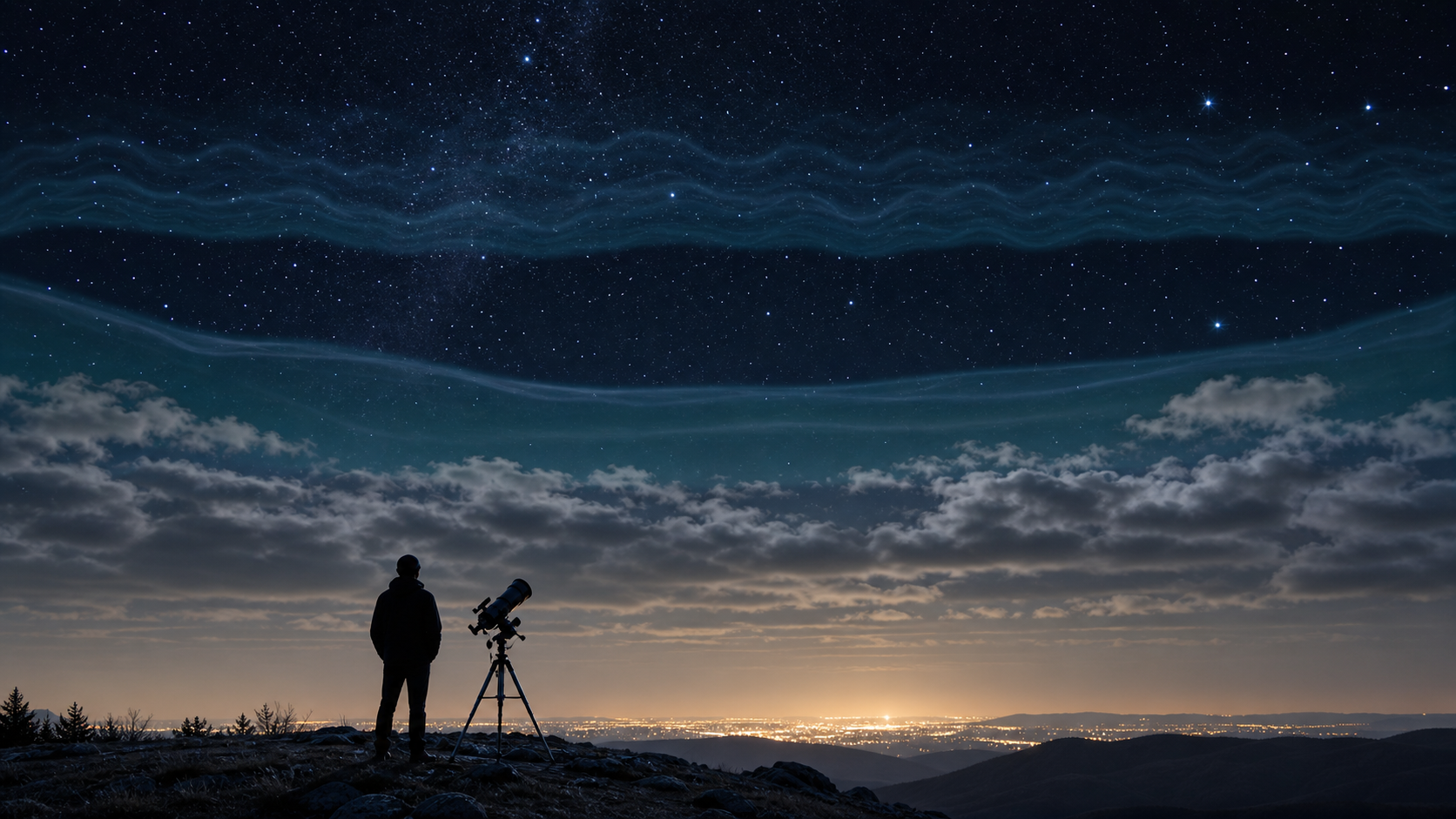 Atmospheric cloud cover transparency and seeing layers above a dark sky telescope site